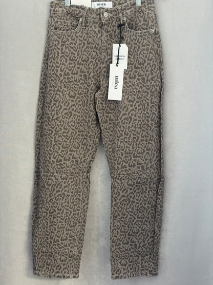Leopard Ankle Barrel-Leg High Rise Mica Denim