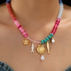 Nautical Multi-Color Beaded Charm Necklace