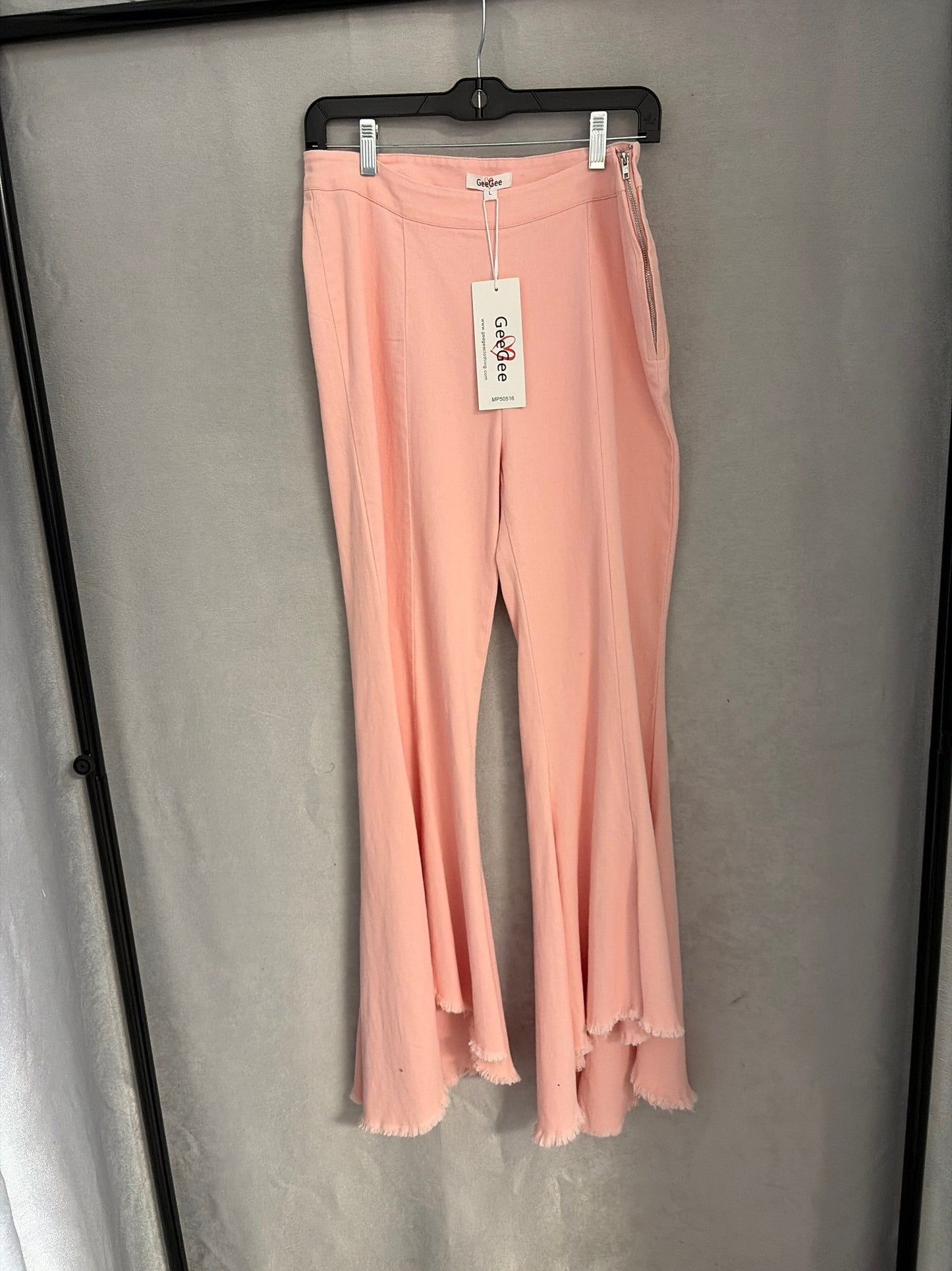 High-Low Pleated Stretch Pants - Pink
