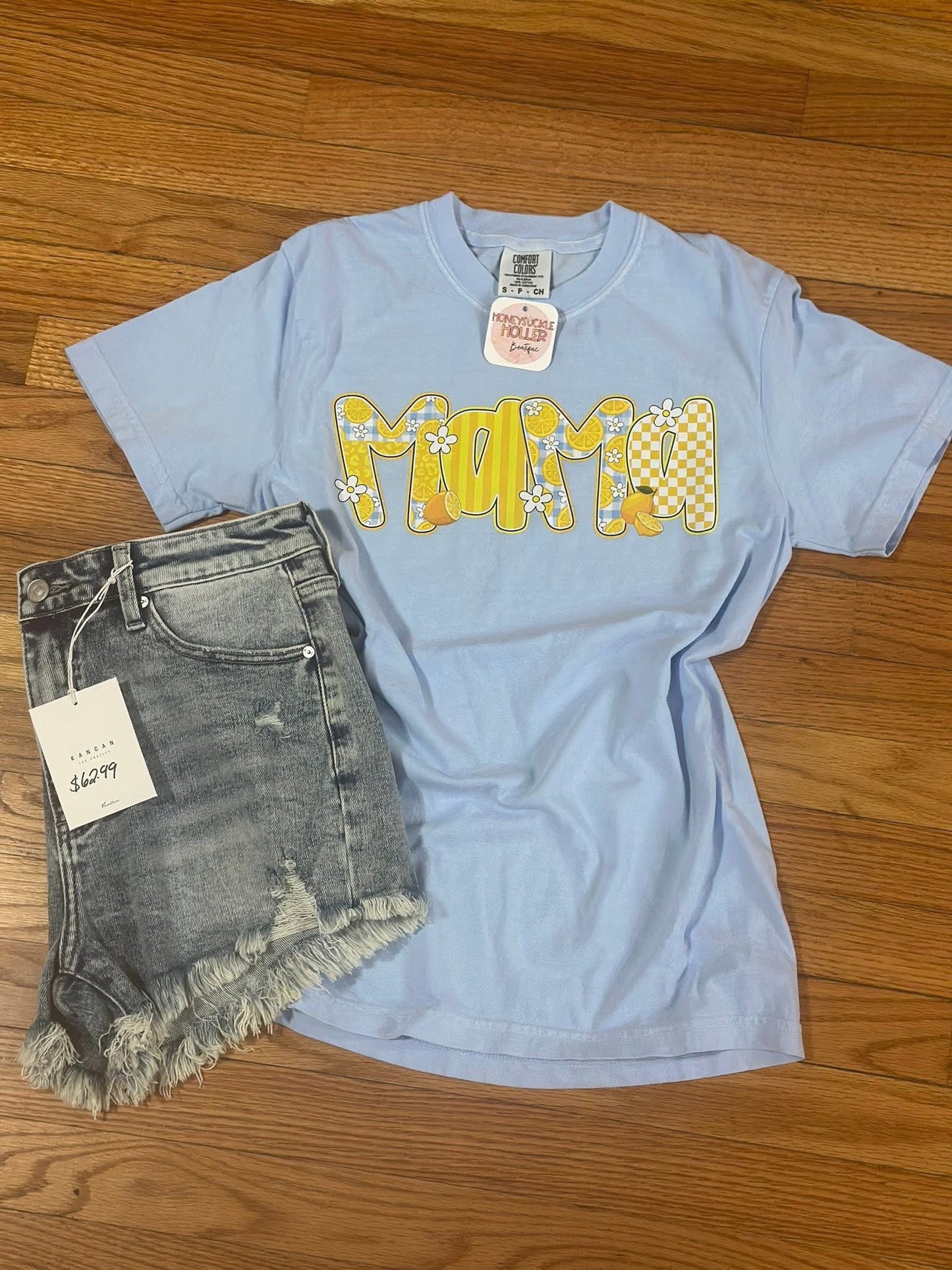 Mama - Lemon Pattern - Light Blue CC Tee