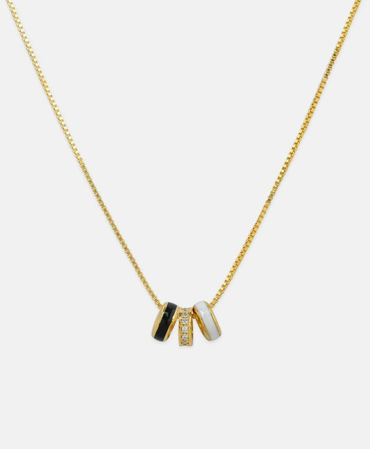 Black - Color Rondelle Ring Link Hoop Necklace