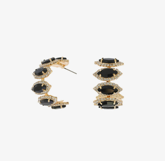 Marquise Rhinestone Lined Half Hood Earrings