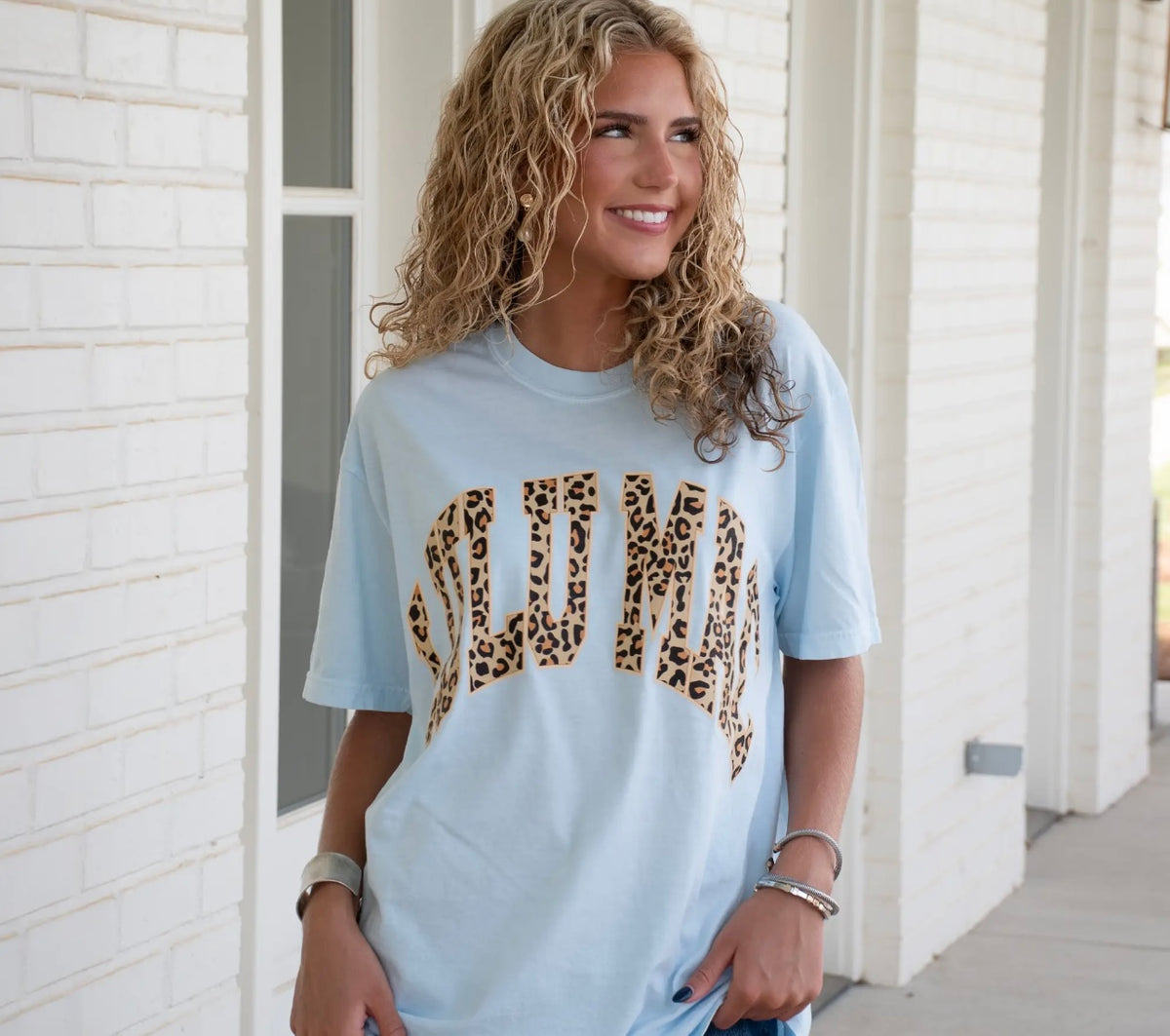 LULU MAC Leopard Light Blue Tee