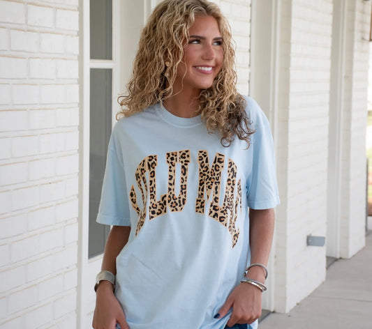 LULU MAC Leopard Light Blue Tee
