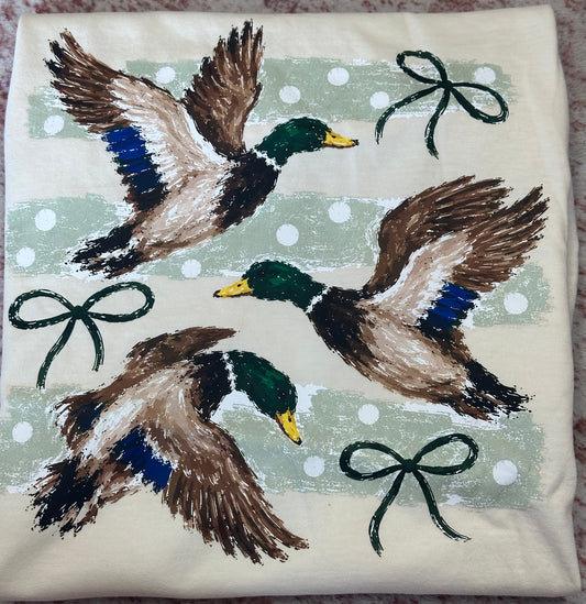 Mallard Ducks And Bows Comfort Colors Tshirt