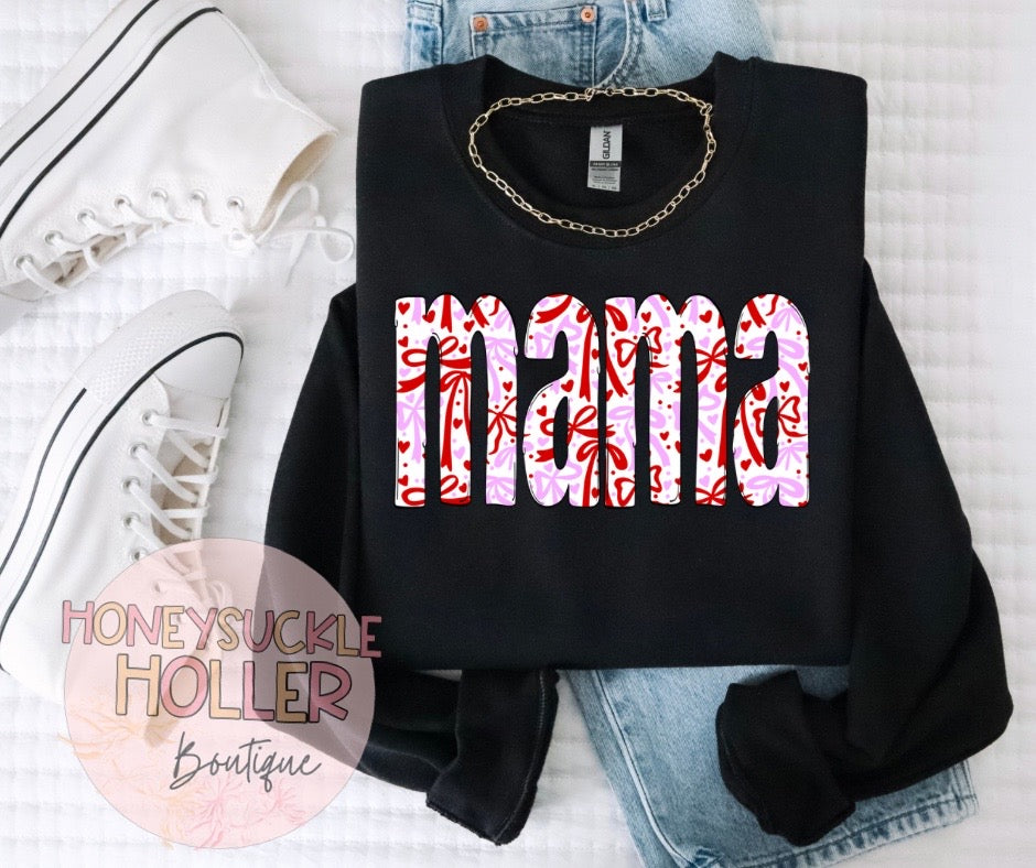 Pink and Red Bow-Patterned: Mama