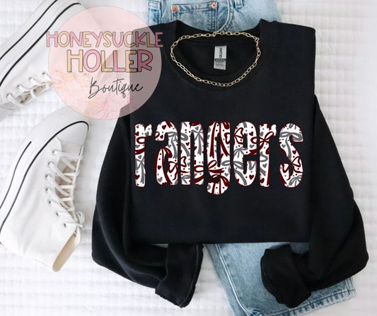 Maroon & Gray Bow-Patterned: Rangers