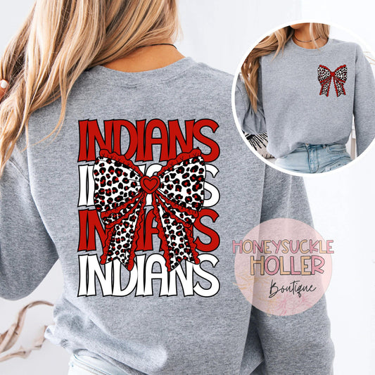 Black and Red Leopard Stacked With Bow Front & Back Design Indians