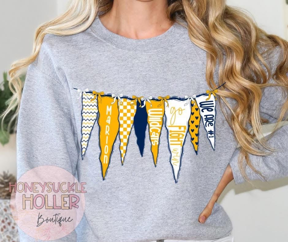 Blue and Gold Pennant Flag - Marion