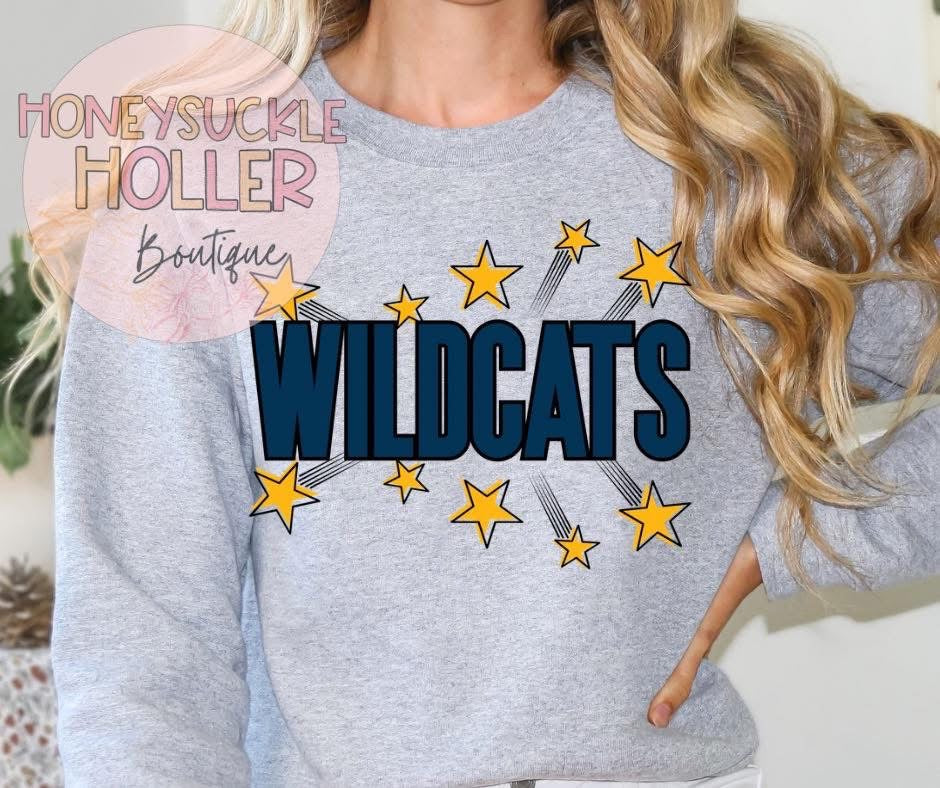 Yellow Star Burst - Blue Wildcats