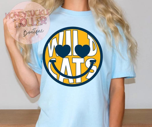 Mascot Smile With Heart Eyes - Yellow and Navy- Wildcats