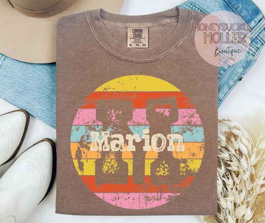 Distressed Retro Town Monogram- M- Marion