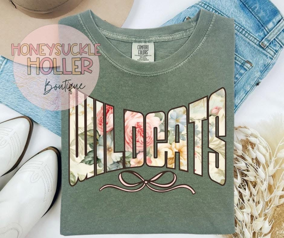 Floral Print with Thin Bow - Wildcats￼