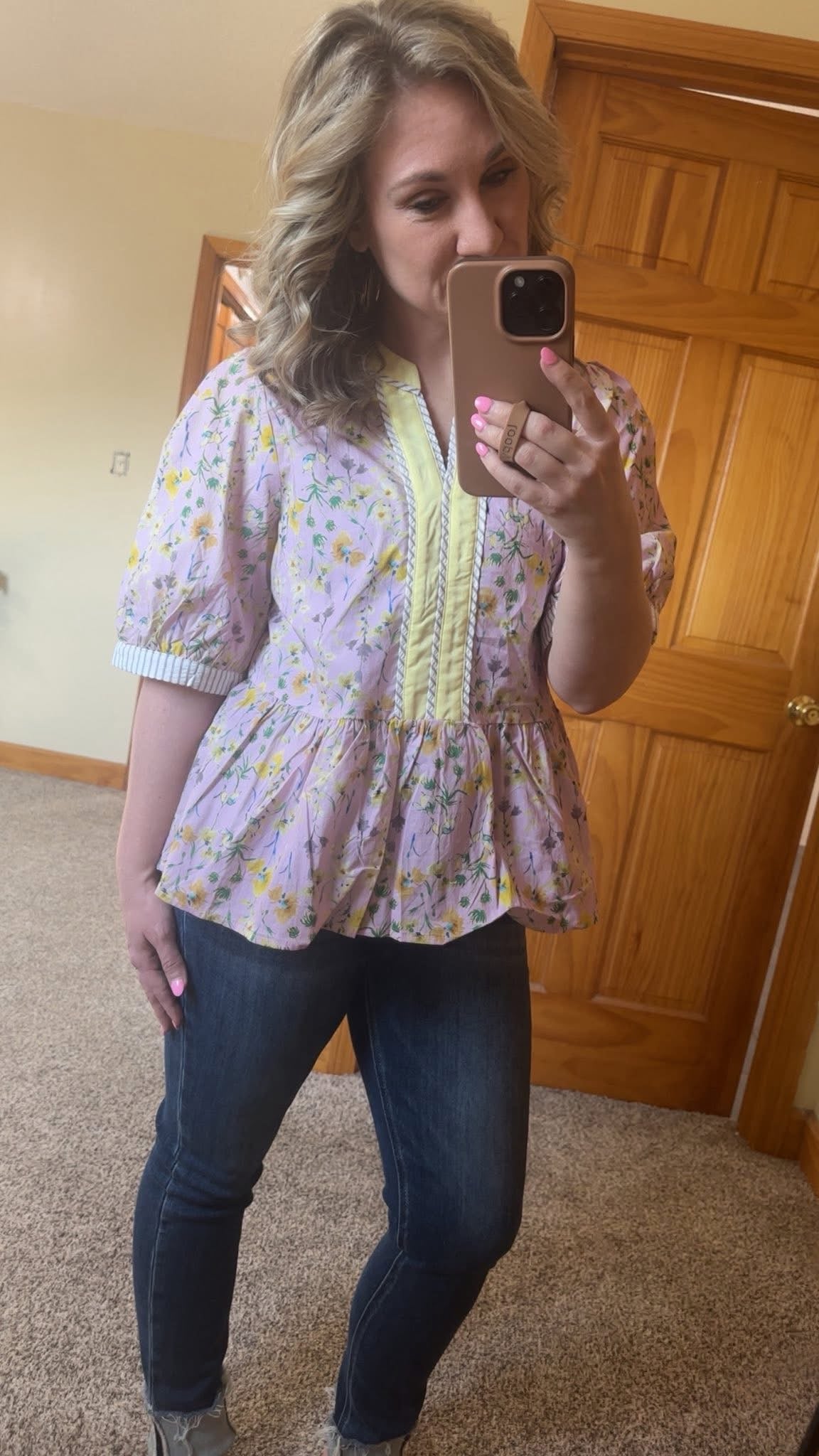 Short Sleeve Floral Woven Print Top