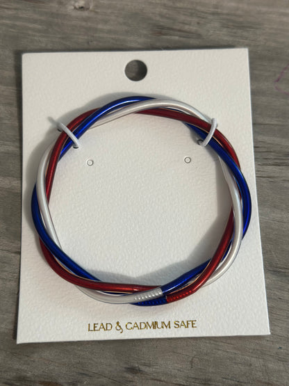 Red, White, & Blue twisted bracelet