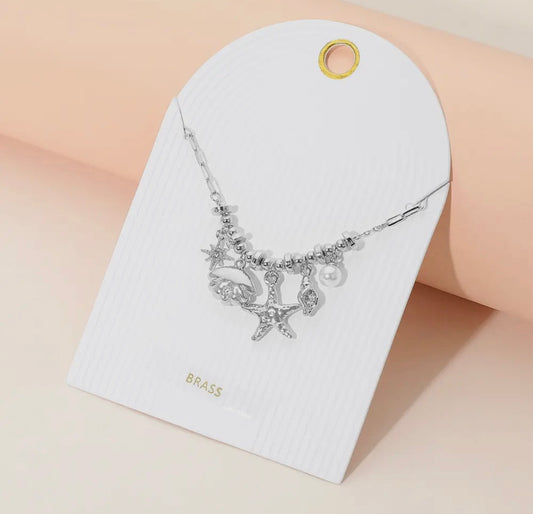 Beachy Charm Necklace - Silver