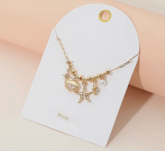 Beachy Charm Necklace- Gold