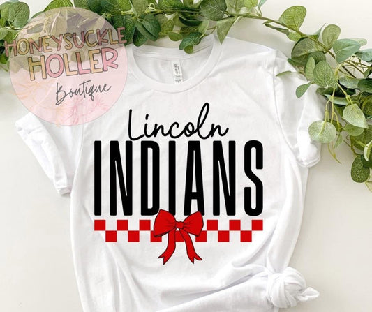 Checkered Pride- Lincoln Indians (White with red)
