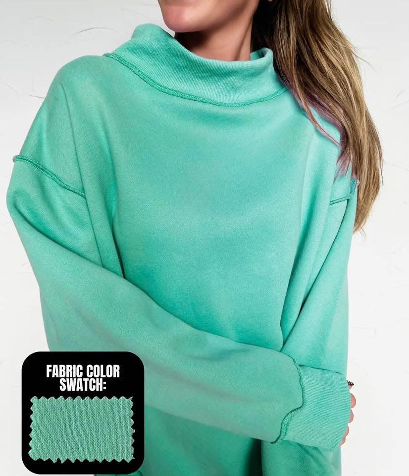 Mock Neck Sweatshirt - Teal