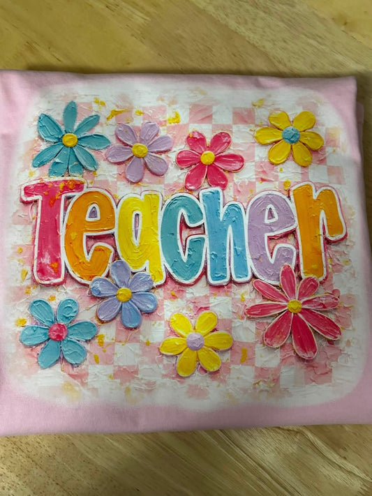Floral Teacher CC Tee