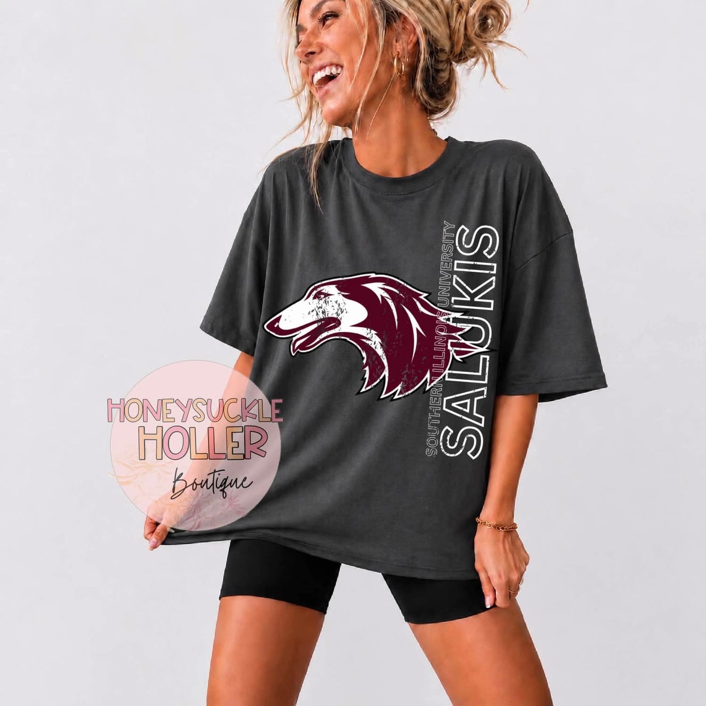 Mascot Head With Outline Letters - Southern Illinois University Salukis