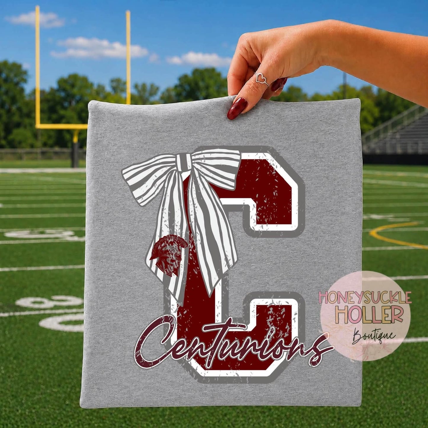 Distressed Varsity Letter With Bow - C - Centurions