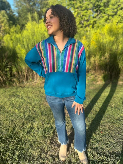 Teal Fiesta Pullover