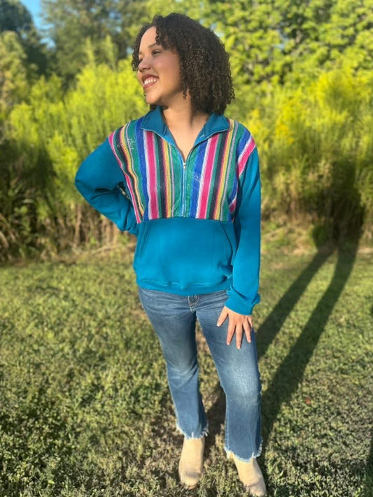 Teal Fiesta Pullover