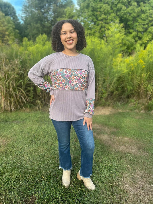 Periwinkle Blossom Colorblock Top