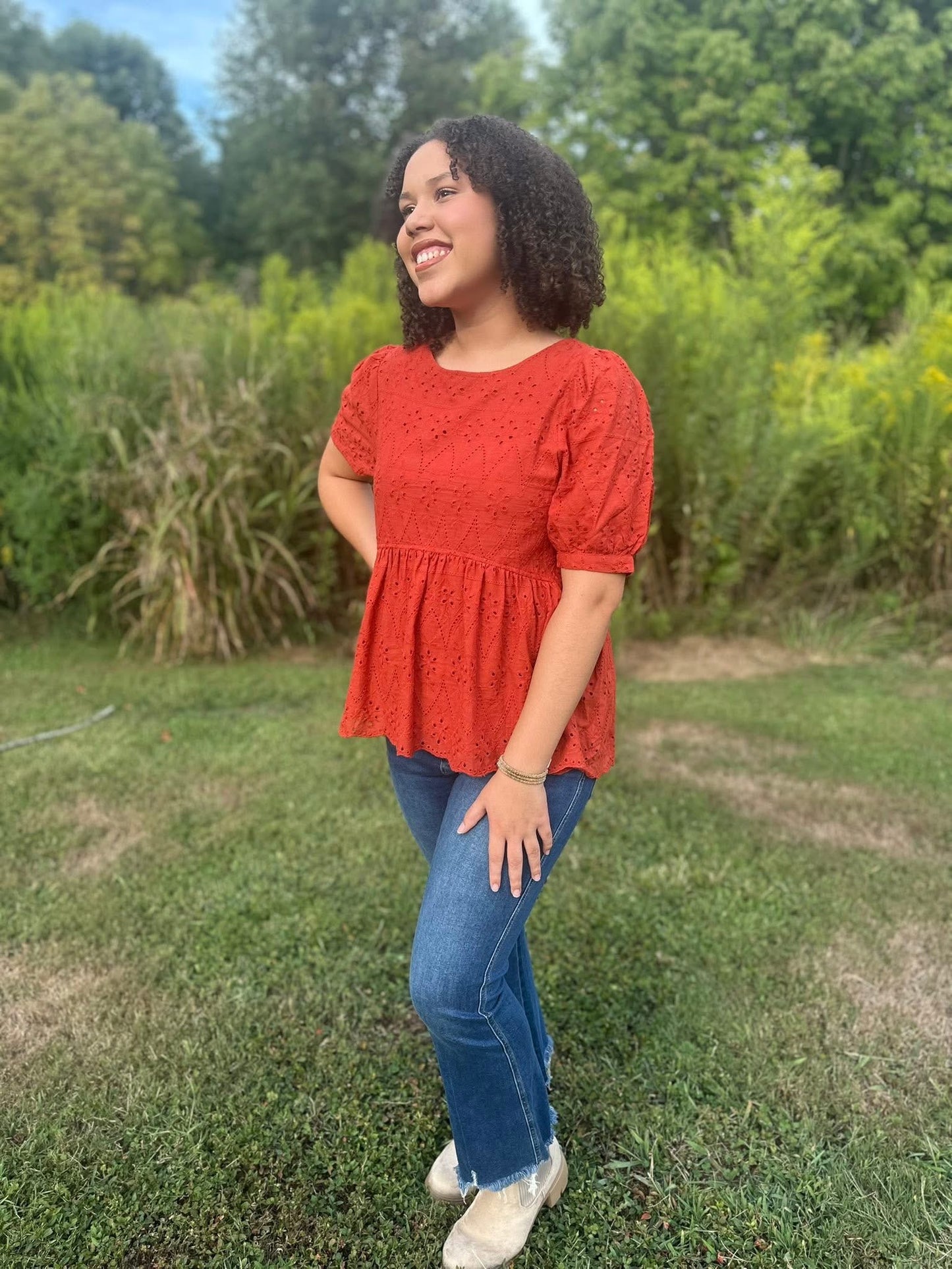 Cider Season Eyelet Top