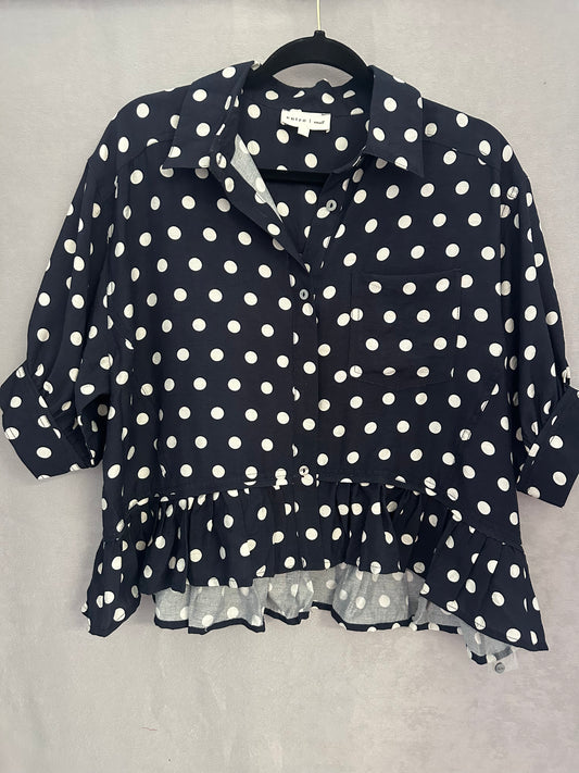 Entry Navy Polka Dot Top