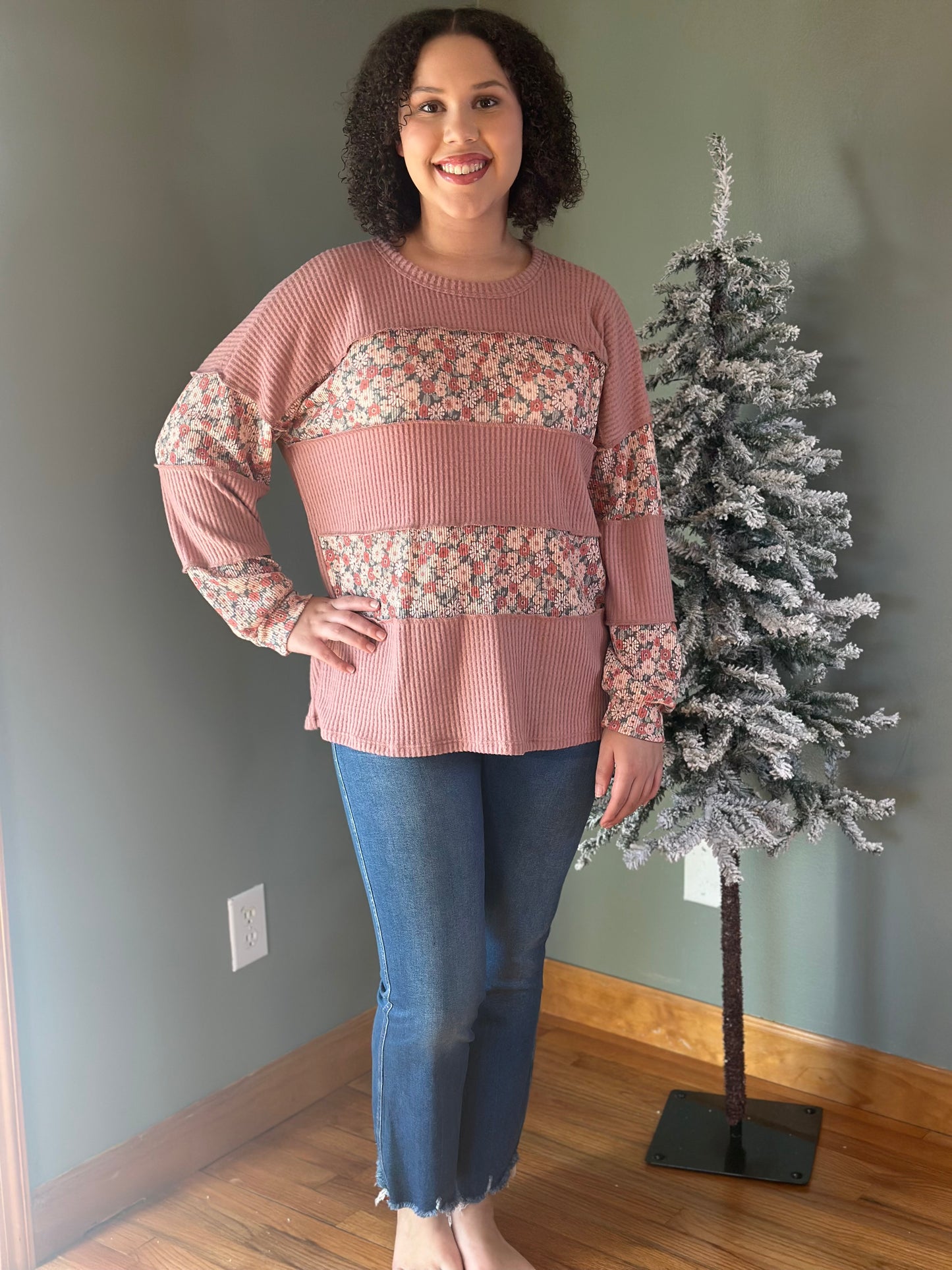 Dusty Rose Colorblock Top