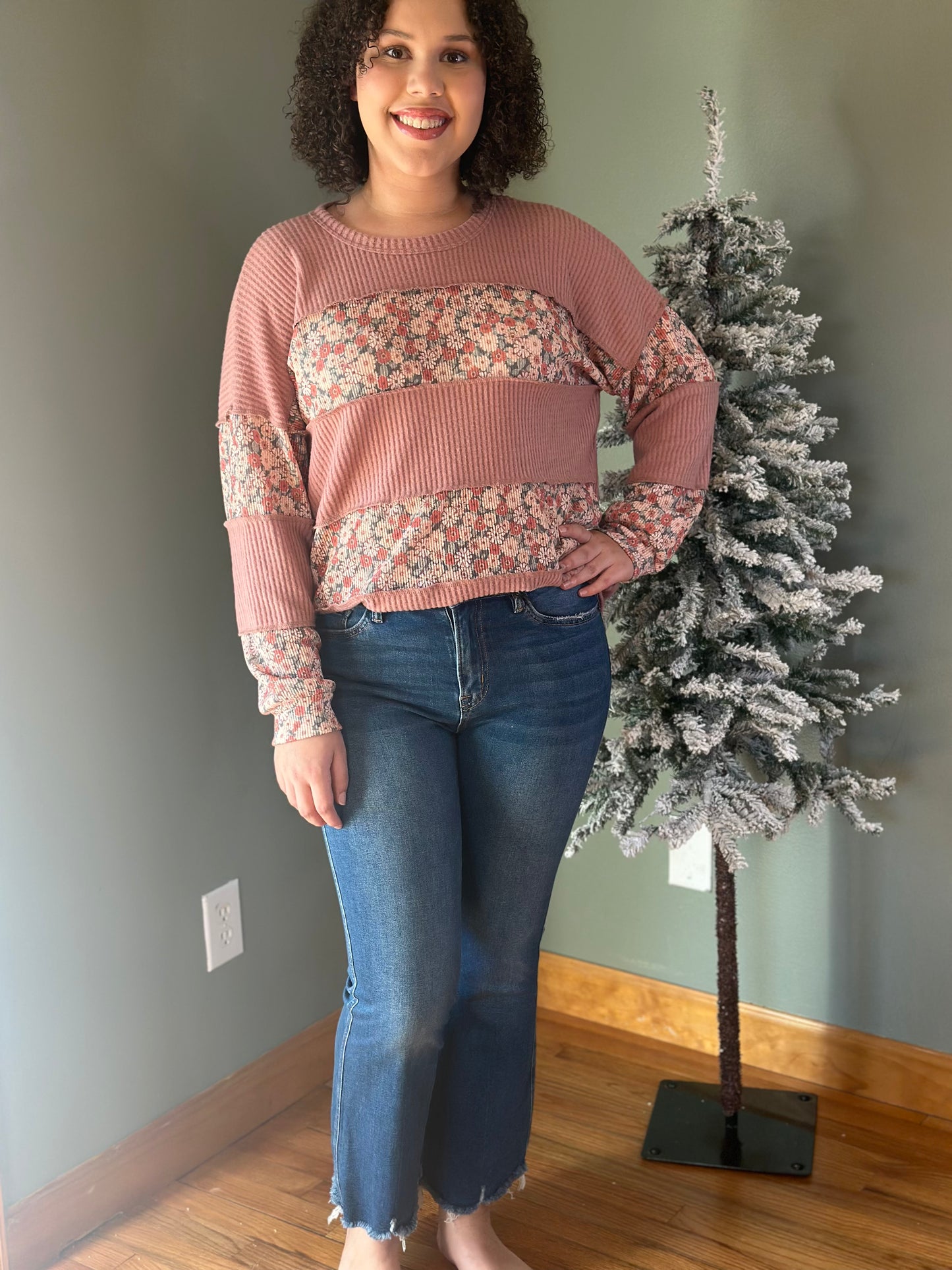 Dusty Rose Colorblock Top