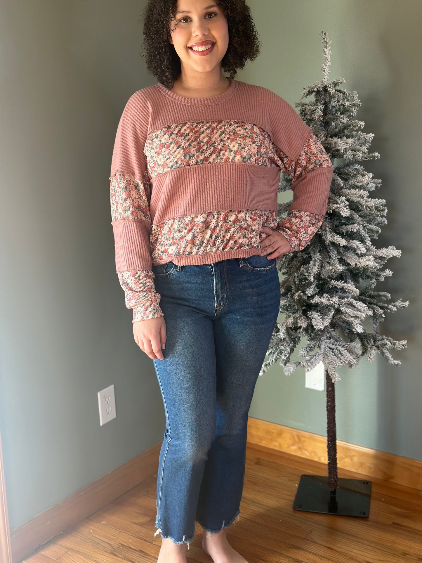 Dusty Rose Colorblock Top