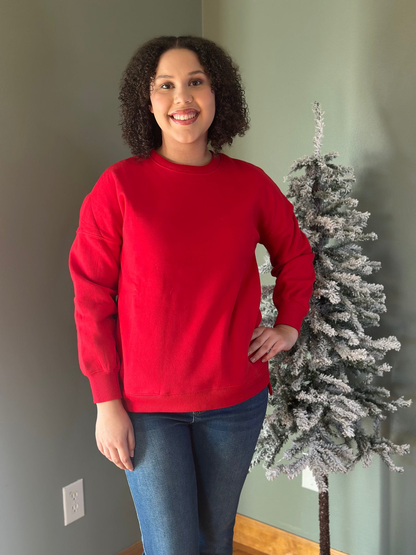 Everyday Essential Pocket Sweatshirt- Red