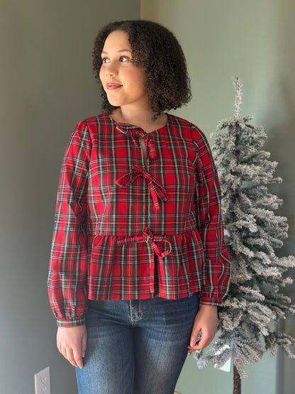 Mistletoe Ready Plaid Top