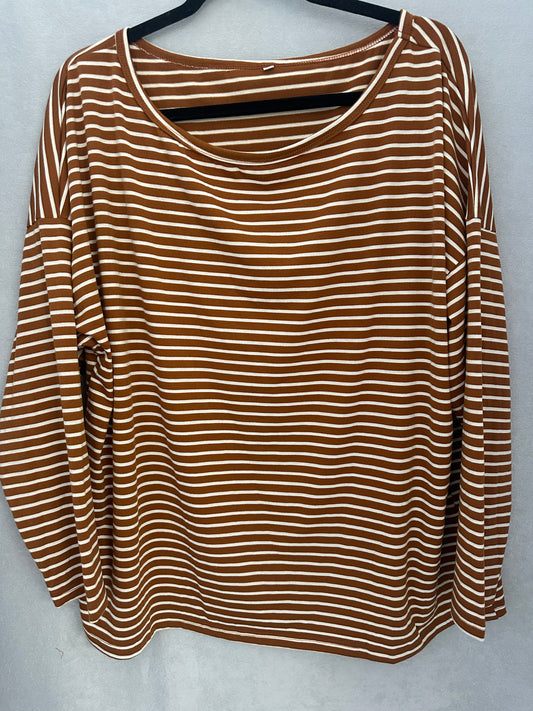 Rust Striped Quarter Sleeve Top