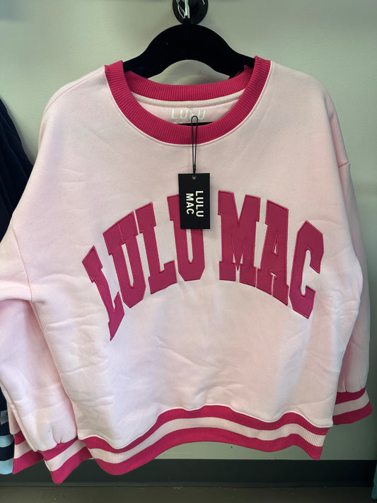 LULU MAC Pink Varsity Sweatshirt