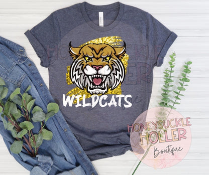 Faux Glitter Sequins Swish Wildcats