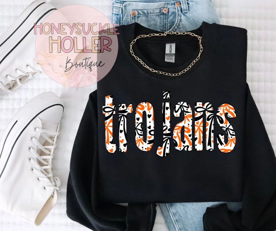 Orange and Black Bow-Patterned: Trojans