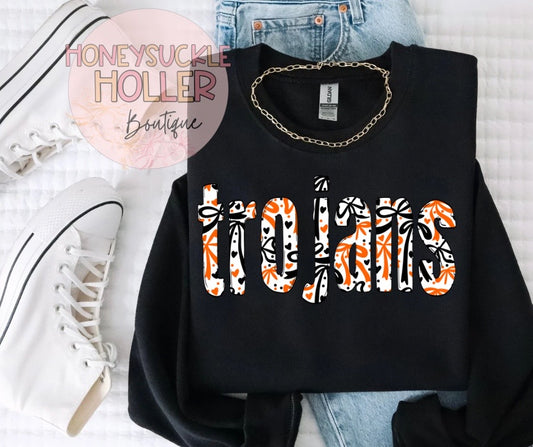 Orange and Black Bow-Patterned: Trojans