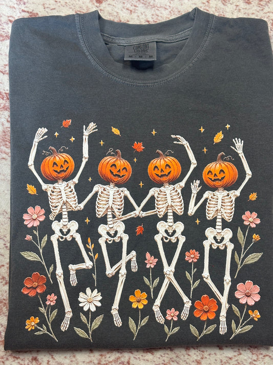 Dancing Pumpkin Skeleton Comfort Colors Tshirt