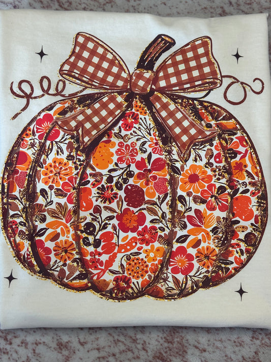Fall Floral Pumpkin Comfort Colors Tshirt
