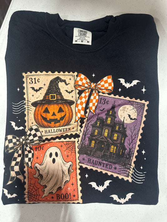 Black Comfort Colors Halloween Postage Tshirt
