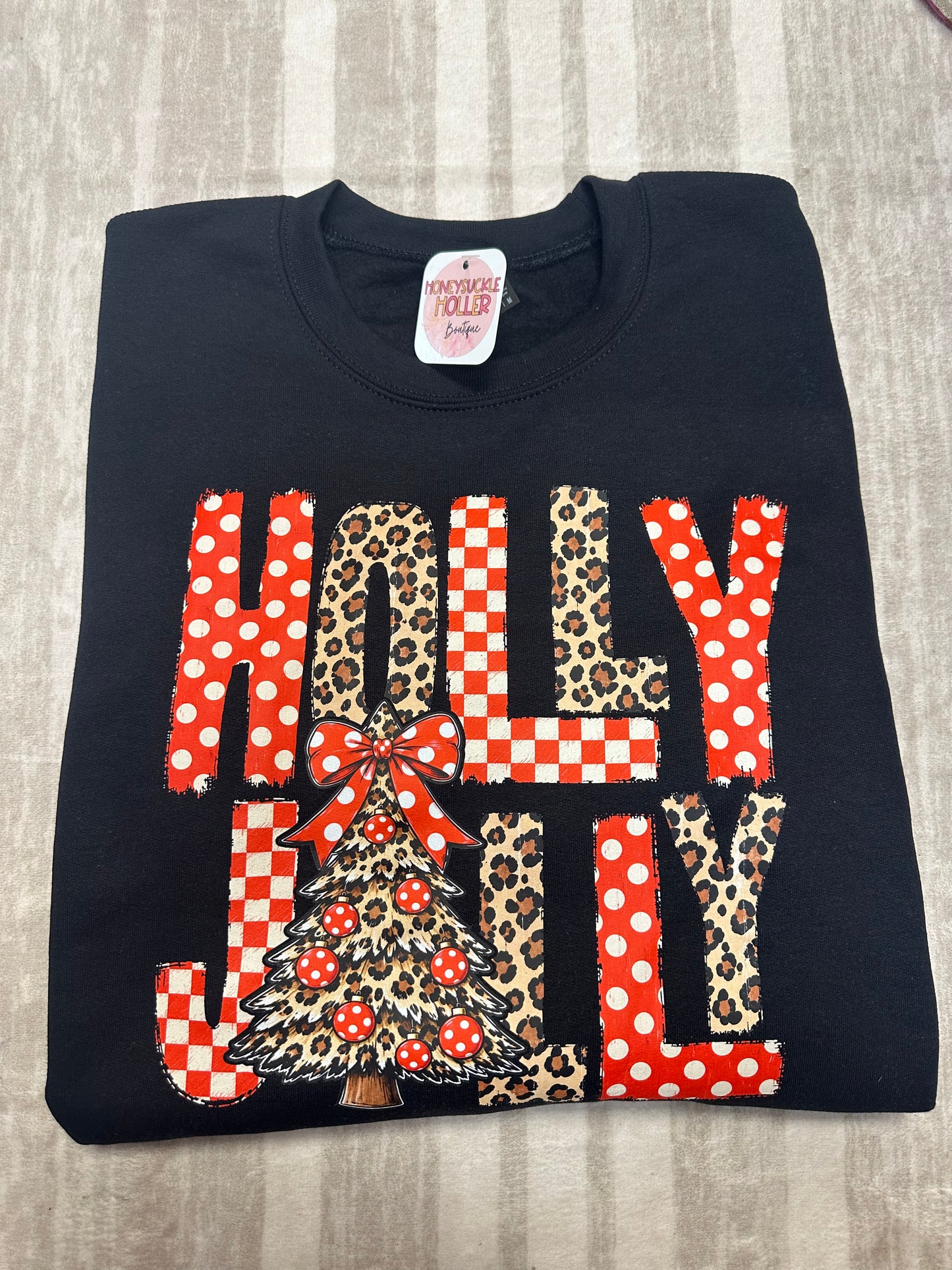 Black Holly Jolly Leopard Sweatshirt