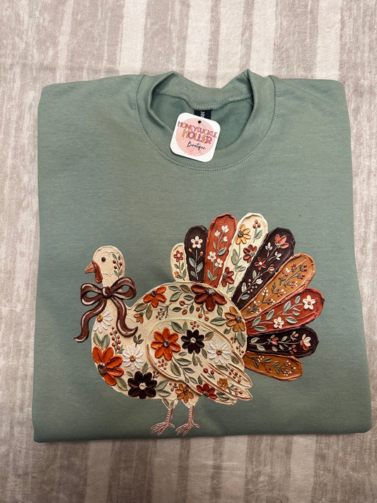 Fall Floral Turkey Sweatshirt