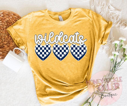 Wildcats Checkered Hearts