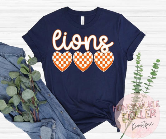 Lions Checkered Hearts