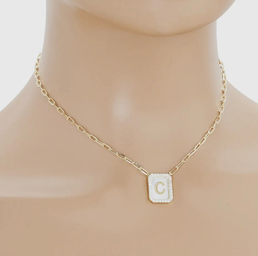 Gold Dipped Opal Initial Necklace