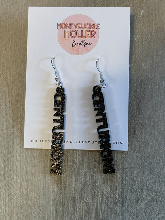 Black Glitter Block Centurions Earrings